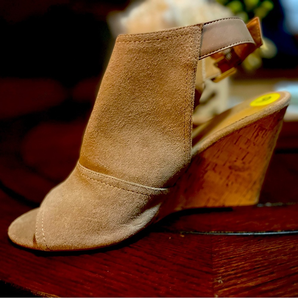 Wedged open toed wedges.